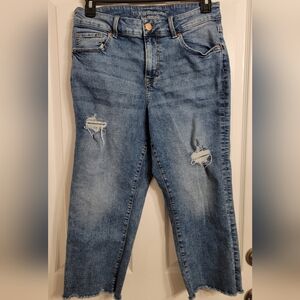 Maurices Medium Blue Distressed Cropped Jeans